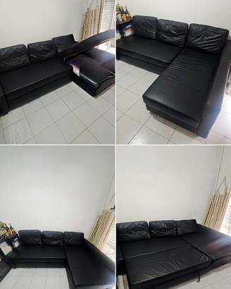 divano angolare  nero con vano contenitore /letto