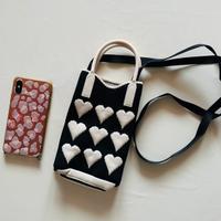 Mini borsa nera con cuori bianchi – NUOVA