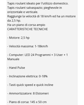 Tapis Roulant Pieghevole