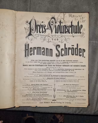 Antico testo scuola di violino Hermann Schroeder