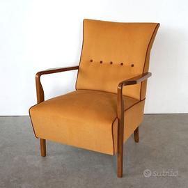 Poltrone stile modernariato in tessuto pesca