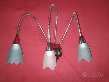 applique lampada metallo vetro 3 bracci flessibili