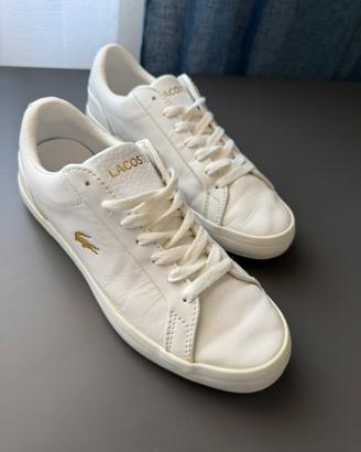 Sneakers Lacoste Lerond Bianche con Logo Oro Tg.39