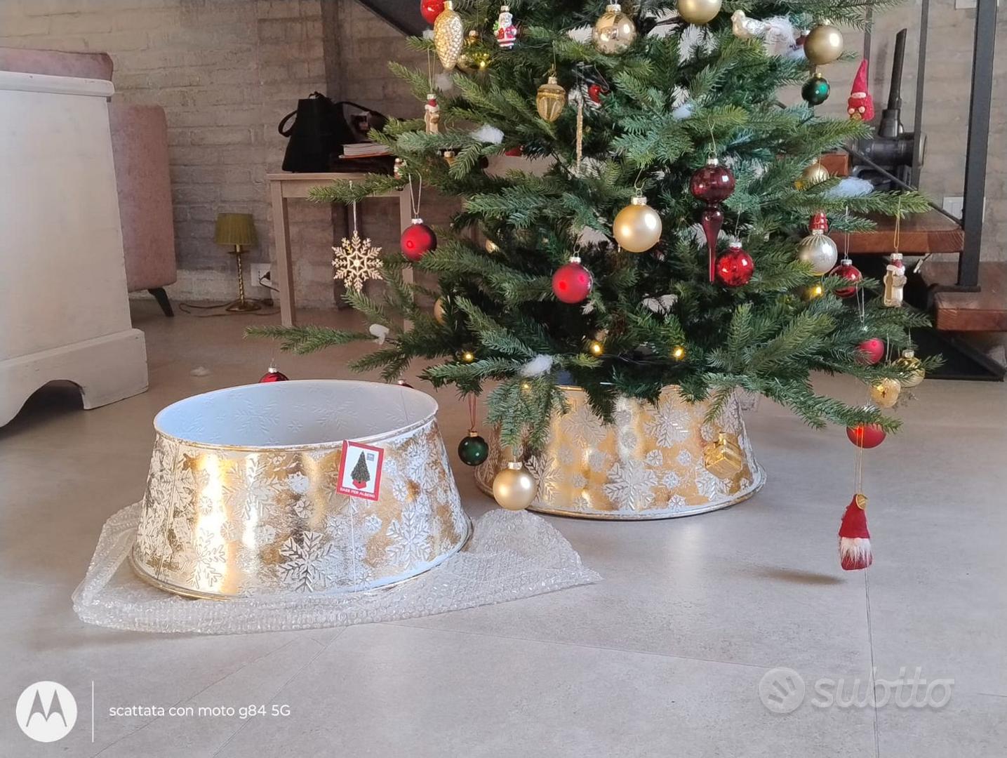 Gonna Per Albero Di Natale 120 Cm - Copribase In Peluche Con Fiocchi Di Neve Argento, Per Decorazioni Natalizie - Foto 3