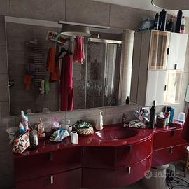 Mobile bagno 210 cm lavabo in vetro fuso+specchio