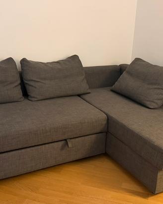 Divano letto angolare/contenitore grigio