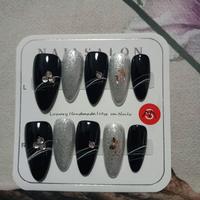 PRESS ON MODELLO SILVER/BLACK CON STRASS TAGLIA M