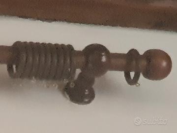 bastone tenda legno completo di anelli e cordino