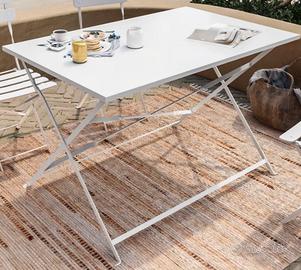 tavolo pieghevole metallo bianco esterno