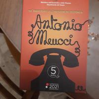 Moneta 5 euro Italia Rame Antonio Meucci