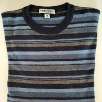 Maglione pullover girocollo rigato multicolor blu