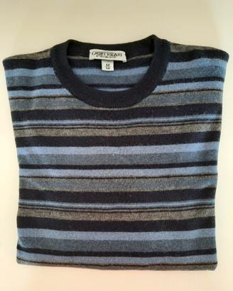 Maglione pullover girocollo rigato multicolor blu