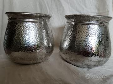 2 vasi vintage ceramica argento