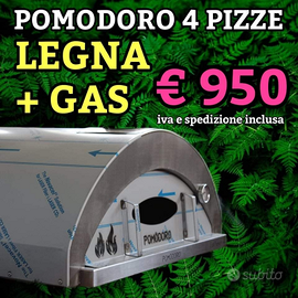Forno 4 pizze legna + gas