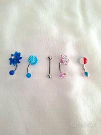 Set di cinque piercing in acciaio inox