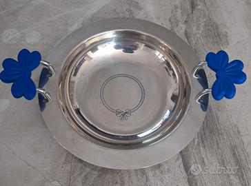 Vassoio Inoxpran con manici blu