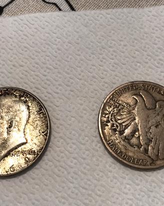 2 Half dollar argento 1942 e 1964