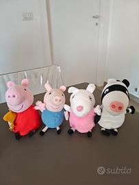 Peppa Pig Set 4 peluche (1 sonoro, 1 con zip)