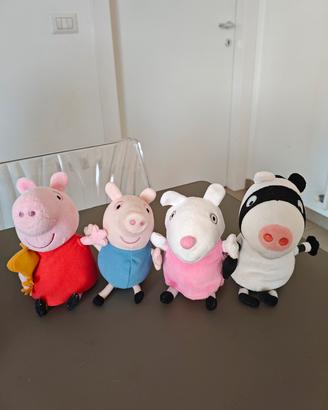 Peppa Pig Set 4 peluche (1 sonoro, 1 con zip)