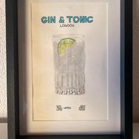 quadretto gin tonic 13x18 disegnato a mano