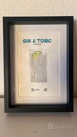 quadretto gin tonic 13x18 disegnato a mano