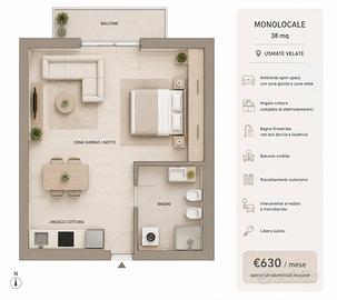 Monolocale con balcone a Usmate - libero subito