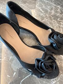 Scarpe ballerine da donna nere con rosa taglia 37