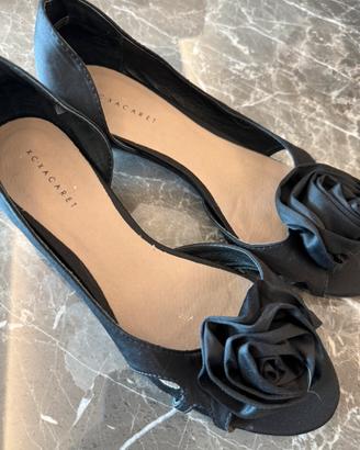 Scarpe ballerine da donna nere con rosa taglia 37