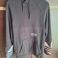 Felpa nera sportiva Adidas logo bianco multicolore