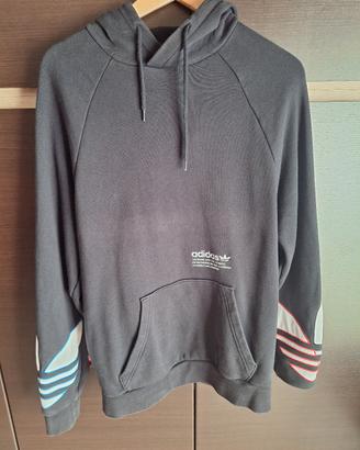 Felpa nera sportiva Adidas logo bianco multicolore