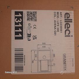 Lavello Elleci Incasso 1 vasca 79x50 Life 300 Gran