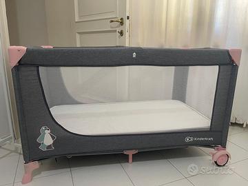 Lettino da viaggio Kinderkraft JOY grigio/rosa