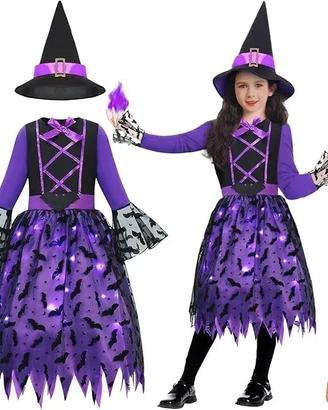 Costume Strega Bambina vestito carnevale 3-4 anni