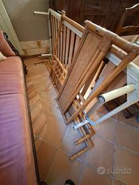 Letto singolo vintage midollino e paglia di Vienna