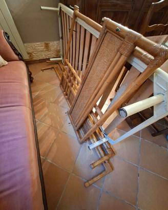 Letto singolo vintage midollino e paglia di Vienna