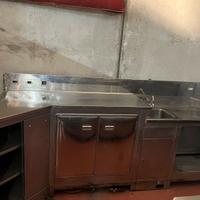 Retro banco e bancone refrigerato, in accio inox