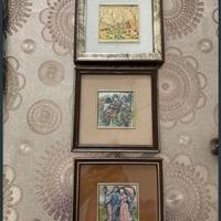 3 quadretti argento e foglia oro