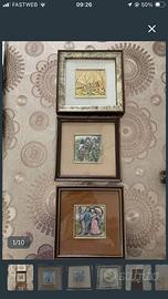 3 quadretti argento e foglia oro