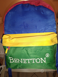 Zaino Benetton Multicolor Anni 80 Vintage da colle