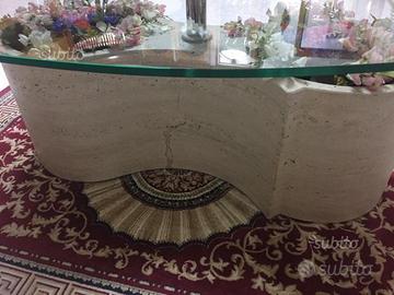 Tavolino design pietra e cristallo