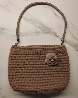 Borsa donna in fettuccia beige