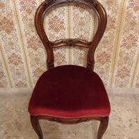 4  SEDIE da sala in noce intarsiato