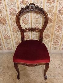 4  SEDIE da sala in noce intarsiato