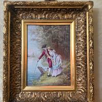 Dipinto su porcellana “il corteggiamento” - L.Levy