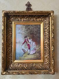 Dipinto su porcellana “il corteggiamento” - L.Levy