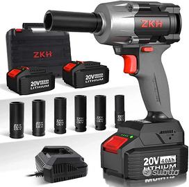 ZKH Avvitatore a percussione senza fili 2 batterie