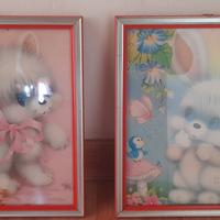 Rari Quadretti Anni '80 Gatto & Coniglietto