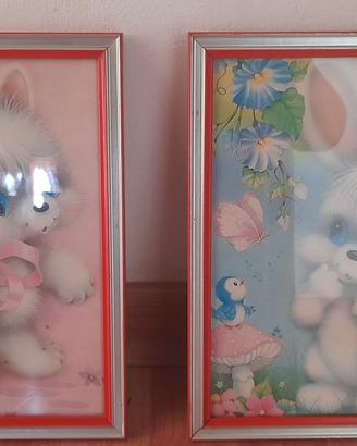 Rari Quadretti Anni '80 Gatto & Coniglietto