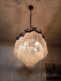 Lampadario ovale in Strass Swarovski. Dec. Argento