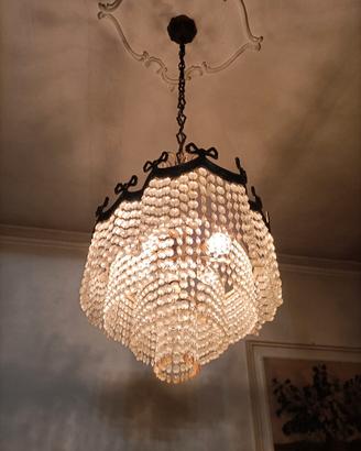 Lampadario ovale in Strass Swarovski. Dec. Argento